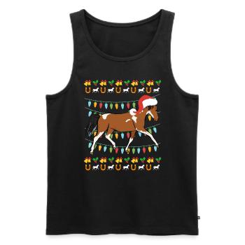 Cavalier de cheval de Noël moche - Débardeur bio Premium Homme - noir - Devant - Michal (187cm)