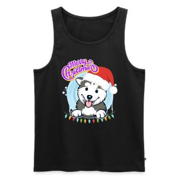 Joyeux Noël Husky Puppy Noël - Débardeur bio Premium Homme - noir - Devant - Michal (187cm)
