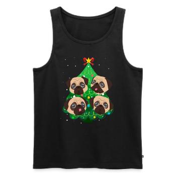 Pug Christmas Pug Dog Christmas Tree - Men's Premium Organic Tank Top - black - Front - Michal (187cm)