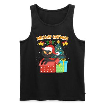 Meowy Catmas - Männer Premium Bio Tank Top - Schwarz - Vorne - Michal (187cm)