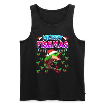 Niklaus Fish Christmas Merry Fishmas - Men's Premium Organic Tank Top - black - Front - AI Model Male 178 light (178cm)