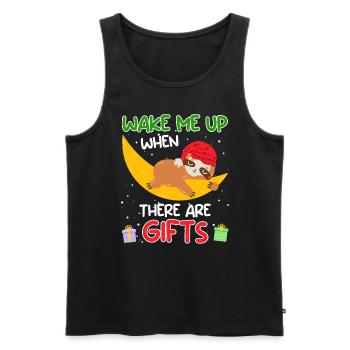 Weckt mich wenn es Geschenke gibt Faultier - Männer Premium Bio Tank Top - Schwarz - Vorne - Michal (187cm)