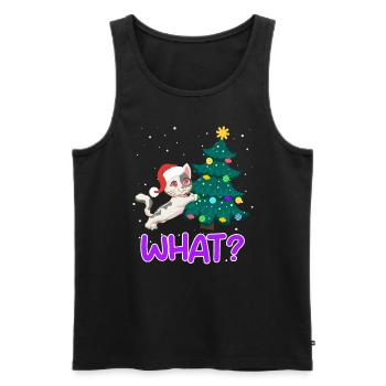 What? Lustige Katze Tannenbaum Kätzchen - Männer Premium Bio Tank Top - Schwarz - Vorne - Michal (187cm)