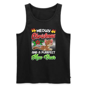 Miaou de Noël et une année purrfect - Débardeur bio Premium Homme - noir - Devant - AI Model Male 178 light (178cm)
