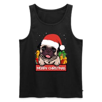 Mops Hund Hundebesitzer Merry Christmas - Männer Premium Bio Tank Top - Schwarz - Vorne - Michal (187cm)