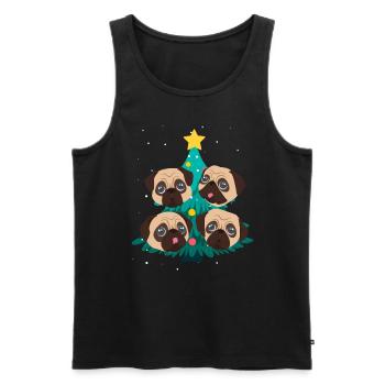Pug Christmas Pug Dog Christmas Tree - Men's Premium Organic Tank Top - black - Front - Michal (187cm)