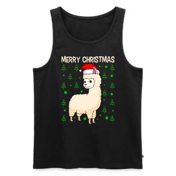 Lama Alpaga Joyeux Noël - Débardeur bio Premium Homme - noir - Devant - Michal (187cm)