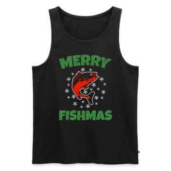 Merry Fishmas Angler Christmas Ugly Crhistmas - Men's Premium Organic Tank Top - black - Front - AI Model Male 178 light (178cm)