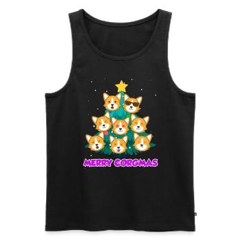 Joyeux Corgmas Chiens Noël Welsh Corgi - Débardeur bio Premium Homme - noir - Devant - Michal (187cm)
