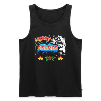 Angler Christmas Fishing Merry Fishmas - Men's Premium Organic Tank Top - black - Front - AI Model Male 178 light (178cm)