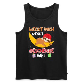 Weckt mich wenn es Geschenke gibt Faultier - Männer Premium Bio Tank Top - Schwarz - Vorne - Michal (187cm)