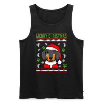 Merry Christmas Hundebesitzer Dachs - Männer Premium Bio Tank Top - Schwarz - Vorne - Michal (187cm)