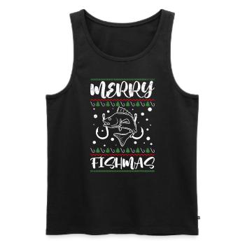Merry Fishmas Angler Christmas Ugly Crhistmas - Men's Premium Organic Tank Top - black - Front - AI Model Male 178 light (178cm)