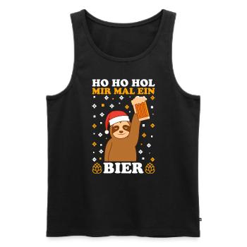 Ho Ho Hol mir mal ein Bier Faultier Nikolaus - Männer Premium Bio Tank Top - Schwarz - Vorne - Michal (187cm)