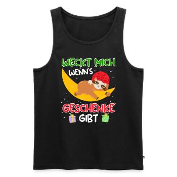 Weckt mich wenn es Geschenke gibt Faultier - Männer Premium Bio Tank Top - Schwarz - Vorne - Michal (187cm)