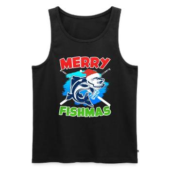 Merry Fishmas Fishing - Men's Premium Organic Tank Top - black - Front - AI Model Male 178 light (178cm)