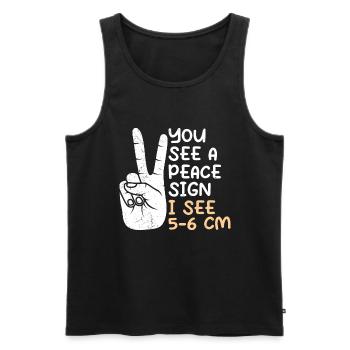 Du siehst ein Peace ich sehe 5-6 cm Hebamme - Männer Premium Bio Tank Top - Schwarz - Vorne - AI Model Male 178 light (178cm)