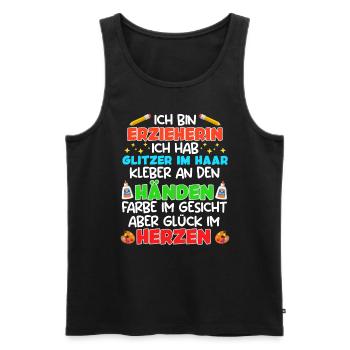 Glitzer in Haaren Klebe an den Händen Erzieherin - Männer Premium Bio Tank Top - Schwarz - Vorne - Michal (187cm)