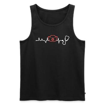 Nurselife Ich liebe meinen Job Krankenschwester - Männer Premium Bio Tank Top - Schwarz - Vorne - Michal (187cm)