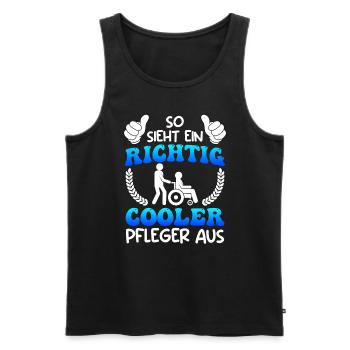 So sieht ein cooler Pfleger aus Altenpfleger - Männer Premium Bio Tank Top - Schwarz - Vorne - Michal (187cm)