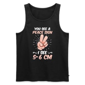 Du siehst ein Peace ich sehe 5-6 cm Hebamme - Männer Premium Bio Tank Top - Schwarz - Vorne - AI Model Male 178 light (178cm)