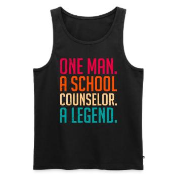 A man a legend a school companion - Men's Premium Organic Tank Top - black - Front - AI Model Male 178 light (178cm)