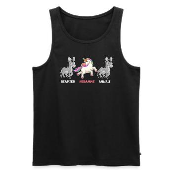 Einhorn Beamter Anwalt ich bin Hebamme - Männer Premium Bio Tank Top - Schwarz - Vorne - Michal (187cm)