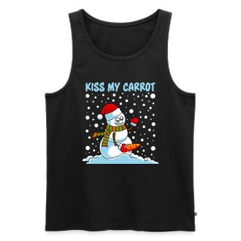 Lustiger Schneemann Spruch Küss meine Karotte - Männer Premium Bio Tank Top - Schwarz - Vorne - Michal (187cm)