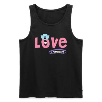 Nurselife Ich liebe meinen Job Krankenschwester - Männer Premium Bio Tank Top - Schwarz - Vorne - Michal (187cm)