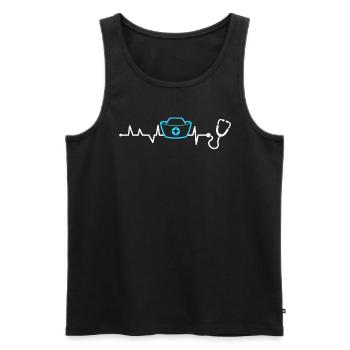 Nurselife Ich liebe meinen Job Krankenschwester - Männer Premium Bio Tank Top - Schwarz - Vorne - Michal (187cm)