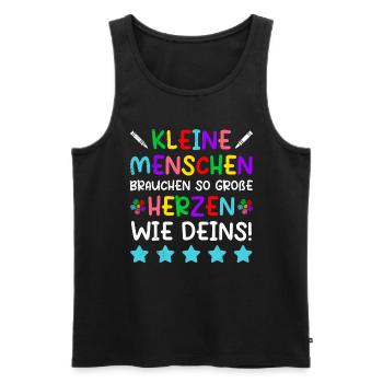 Kleine Menschen brauchen große Herzen Kindergarten - Männer Premium Bio Tank Top - Schwarz - Vorne - Michal (187cm)