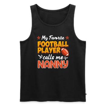 Mein liebster Football Spieler nennt mich Nanny - Männer Premium Bio Tank Top - Schwarz - Vorne - Michal (187cm)