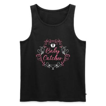 Doula Je suis la sage-femme attrape-bébé - Débardeur bio Premium Homme - noir - Devant - AI Model Male 178 light (178cm)