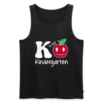 Kinder K stands for kindergarten - Men's Premium Organic Tank Top - black - Front - AI Model Male 178 light (178cm)