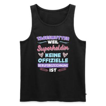 Superheld ist keine Berufsbezeichnung Tagesmutter - Männer Premium Bio Tank Top - Schwarz - Vorne - Michal (187cm)