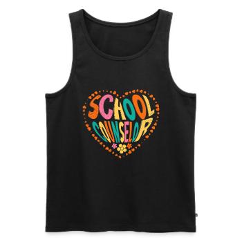 Accompagnement scolaire avec cœur Compagnon scolaire - Débardeur bio Premium Homme - noir - Devant - Michal (187cm)
