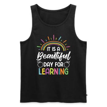Une merveilleuse journée pour apprendre Enseigner les enseignants de la journée d’apprentissage - Débardeur bio Premium Homme - noir - Devant - AI Model Male 178 light (178cm)