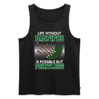 Possible but pointless Life without bagpipes - Men's Premium Organic Tank Top - black - Front - Michal (187cm)