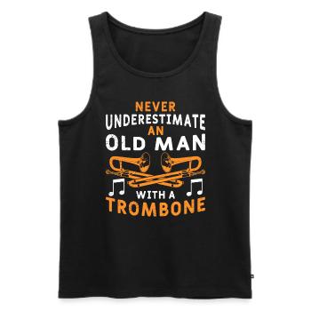Don't underestimate an old man with a trombone - Men's Premium Organic Tank Top - black - Front - Michal (187cm)
