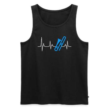 Heartbeat my heart beats pour le trombone - Débardeur bio Premium Homme - noir - Devant - Michal (187cm)