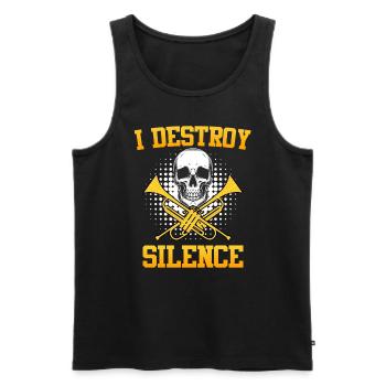 Posaunist Trompete Ich zerstöre Ruhe mit Posaune - Männer Premium Bio Tank Top - Schwarz - Vorne - Michal (187cm)