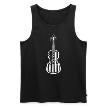 USA Je suis musicien je joue de la guitare violoncelle - Débardeur bio Premium Homme - noir - Devant - Michal (187cm)