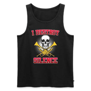 Posaunist Trompete Ich zerstöre Ruhe mit Posaune - Männer Premium Bio Tank Top - Schwarz - Vorne - Michal (187cm)