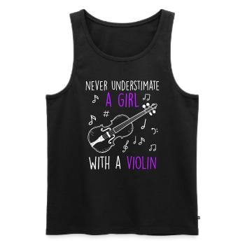 Don't underestimate a girl with a violin - Men's Premium Organic Tank Top - black - Front - Michal (187cm)