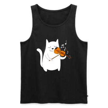 Musicien avec chat je joue du violon - Débardeur bio Premium Homme - noir - Devant - Michal (187cm)