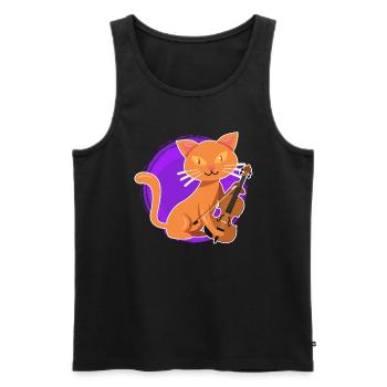 Musicien avec chat je joue du violon - Débardeur bio Premium Homme - noir - Devant - Michal (187cm)