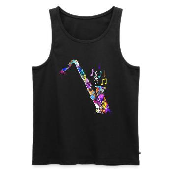 Jazz Band Orchester Ich spiele Saxophon - Männer Premium Bio Tank Top - Schwarz - Vorne - AI Model Male 178 light (178cm)