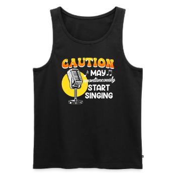 Be careful, I might start singing spontaneously - Men's Premium Organic Tank Top - black - Front - Michal (187cm)