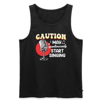 Be careful, I might start singing spontaneously - Men's Premium Organic Tank Top - black - Front - Michal (187cm)