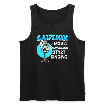 Be careful, I might start singing spontaneously - Men's Premium Organic Tank Top - black - Front - Michal (187cm)